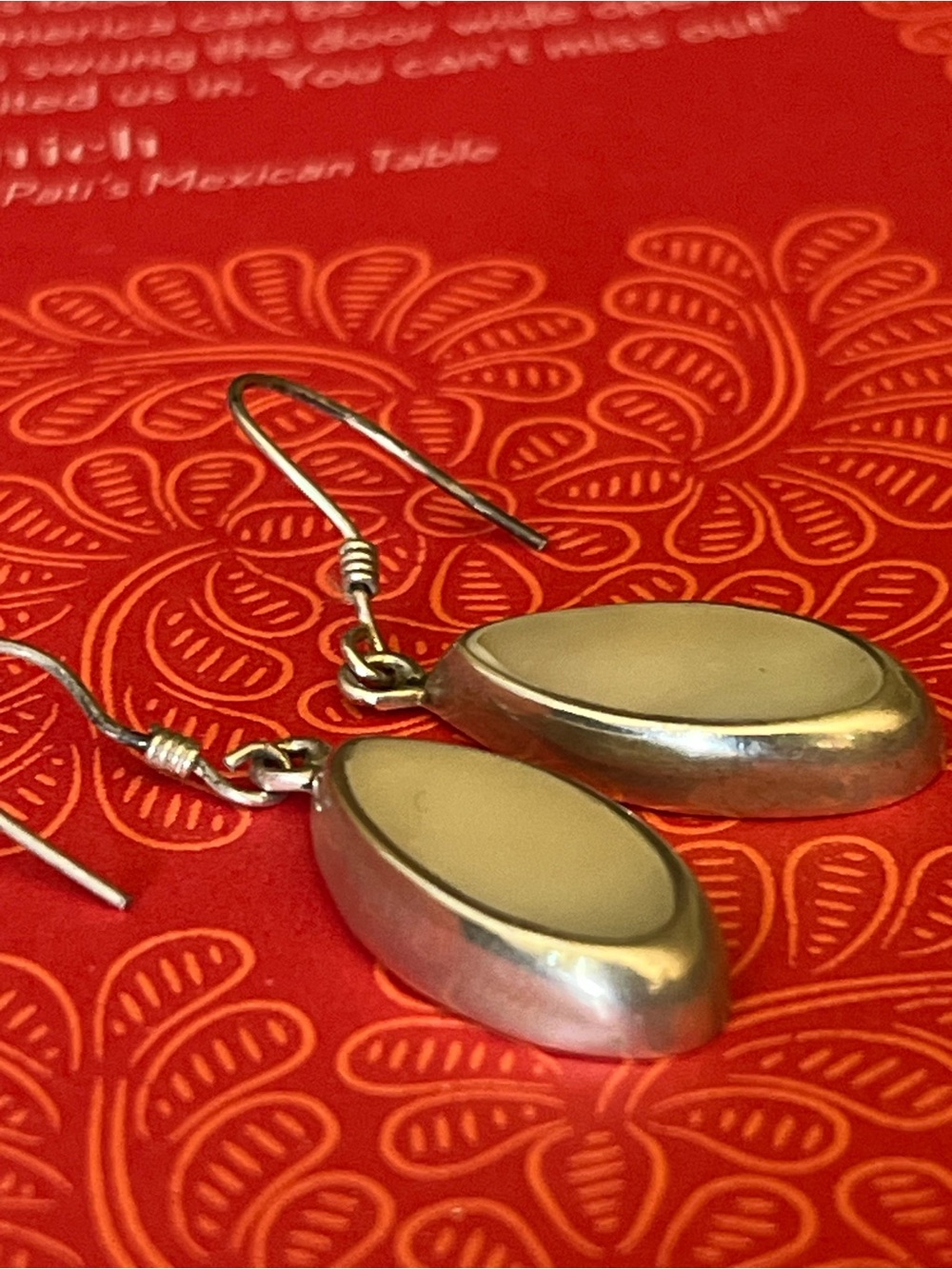 Sterling Silver Cream Teardrop Dangle Earrings
